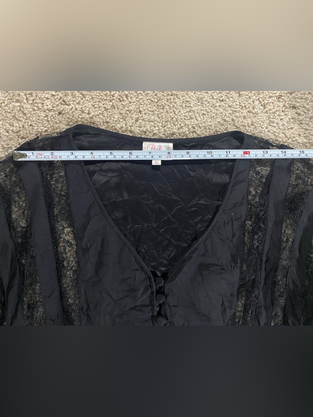 Parker Black Lace Peplum Blouse Top XS - Picture 9 of 9